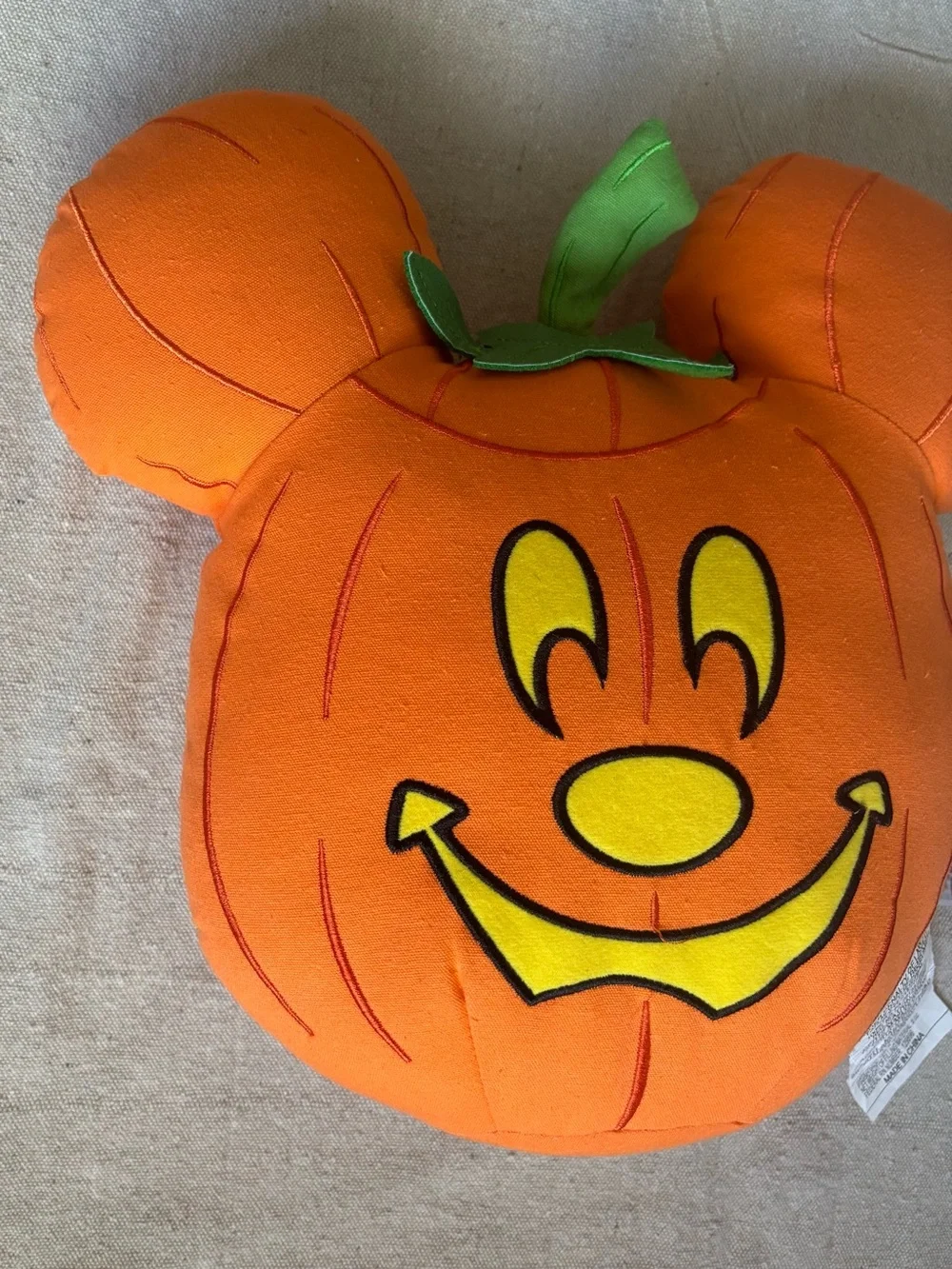 Disney Parks Halloween 2022 Mickey Pumpkin Pillow Jack-O-Lantern Orange Plush